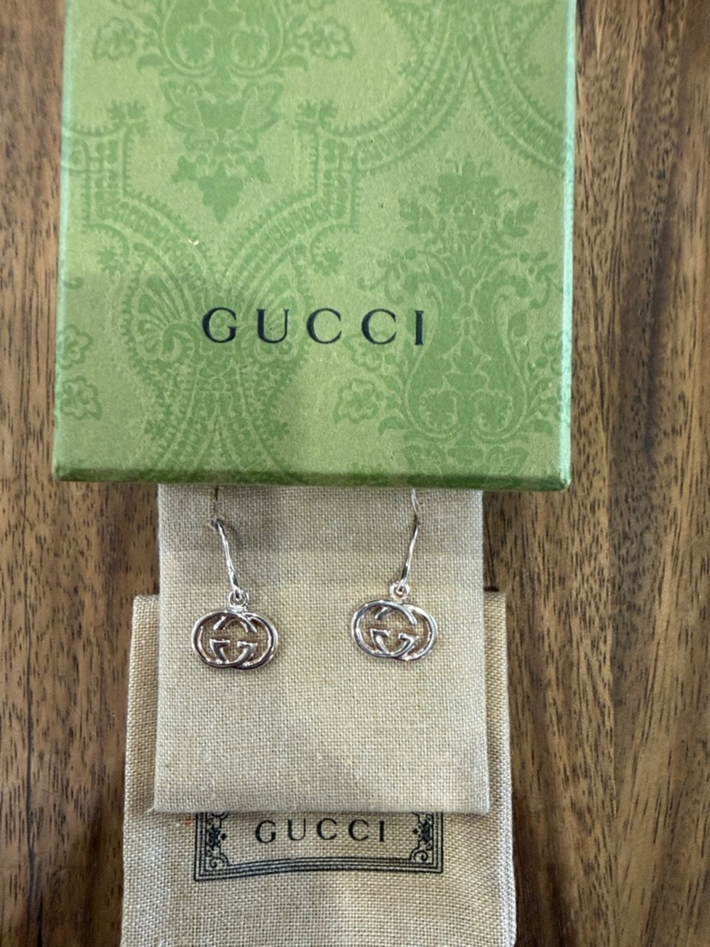 Gucci Silver Double G Drop Earrings - Picture 4 of 5